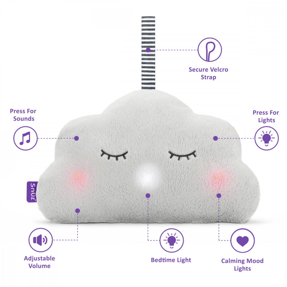 SnuzCloud 3-in-1 Baby Sleep Aid & Night Light  - Grey