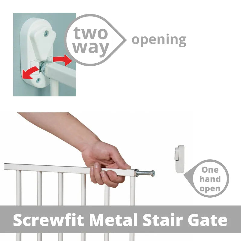 Callowesse Metal Screw Fitted Baby Stair Gate W76-81cm - White