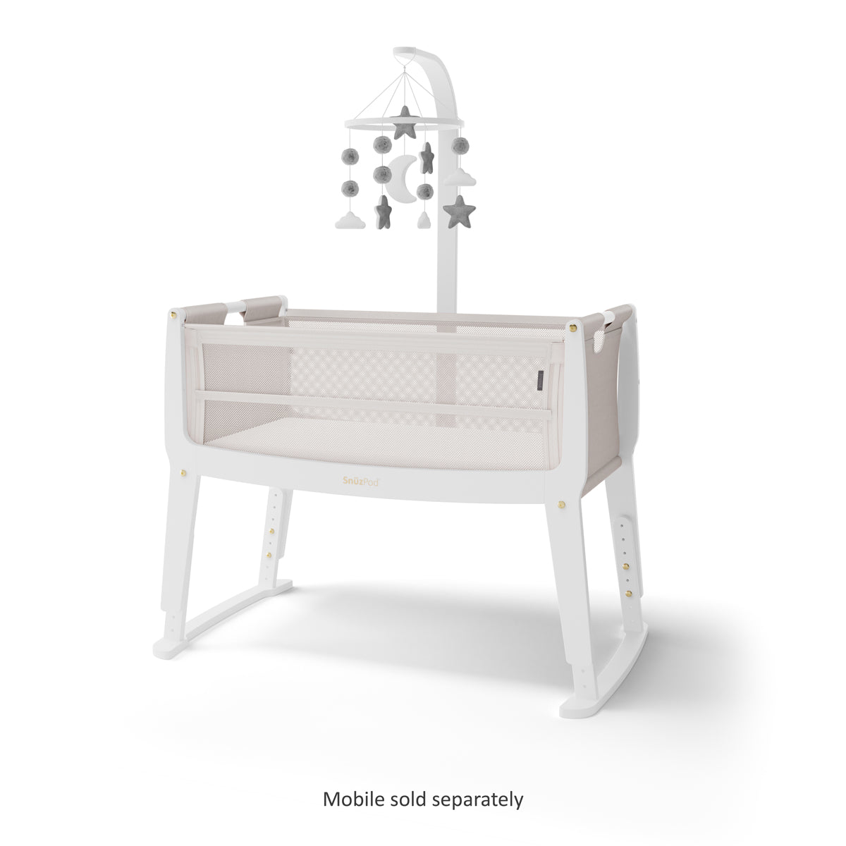 SnuzPod Studio Co-Sleeper Bedside Crib & Mattress - Paris White