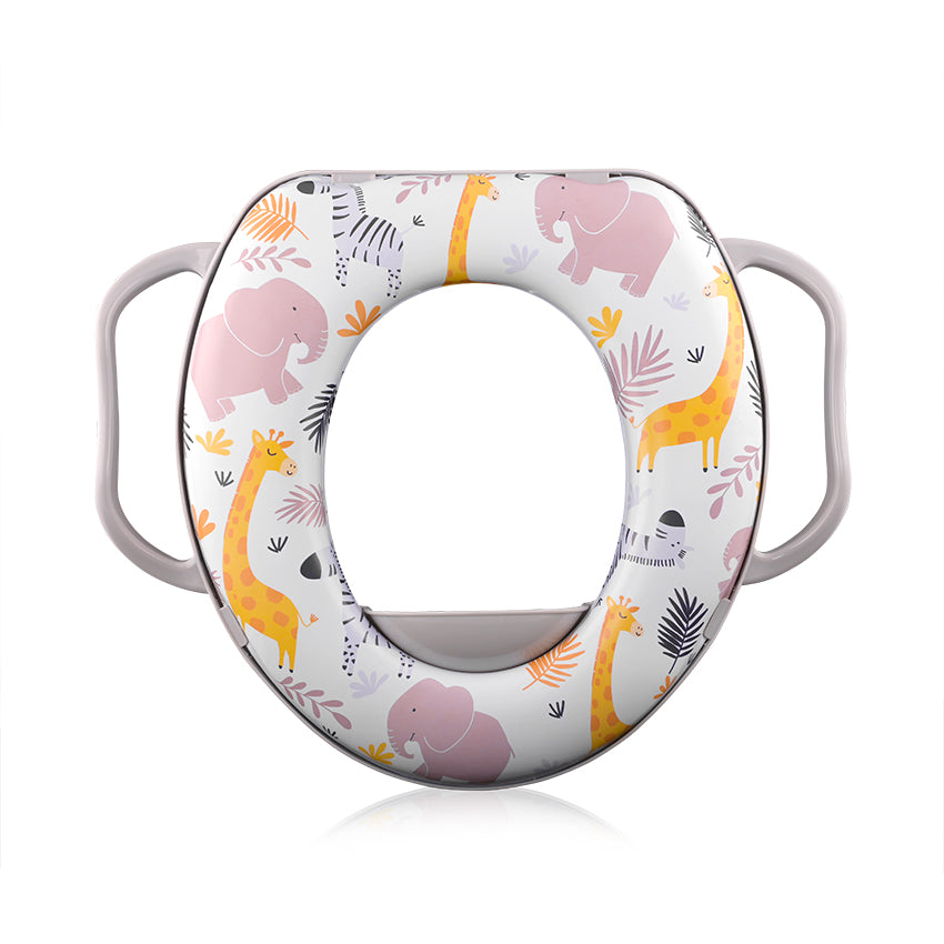 Lorelli Soft Toilet Training Seat With Handles - Grey Animals