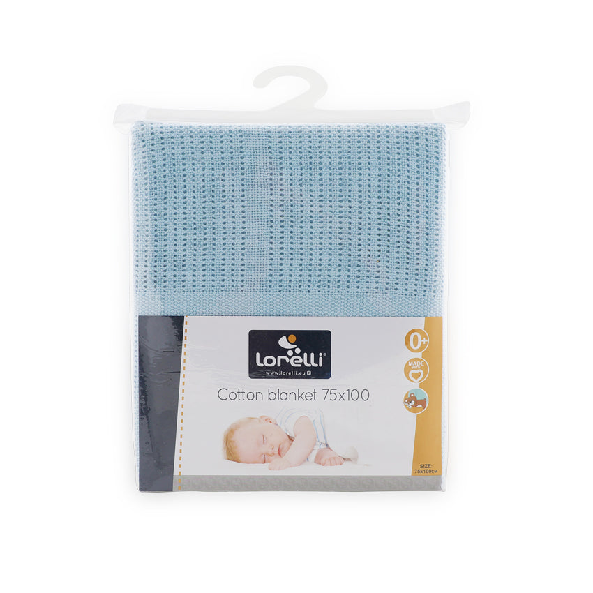 Lorelli Cotton Cellular Baby Blanket 75 x 100cm - Blue