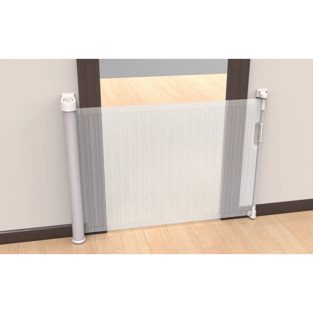 Callowesse Omni-Directional Retractable Stair Safety Gate 0-130cm – White & Silver