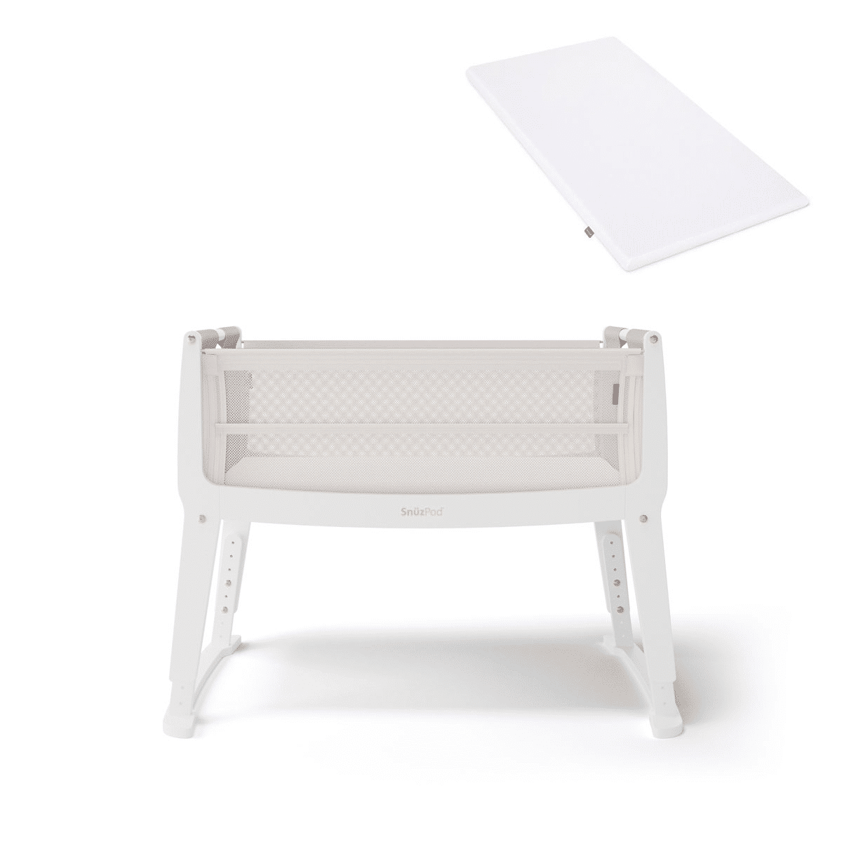 SnuzPod Studio Co-Sleeper Bedside Crib & Mattress - Paris White