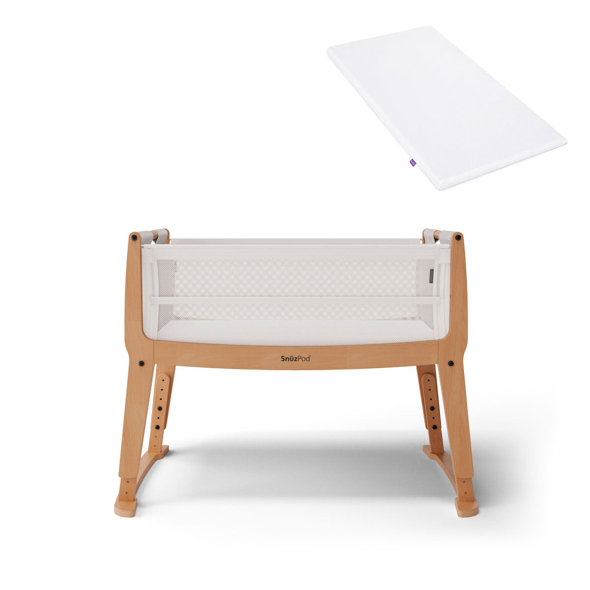 SnuzPod Studio Co-Sleeper Bedside Crib & Mattress - Stockholm Natural