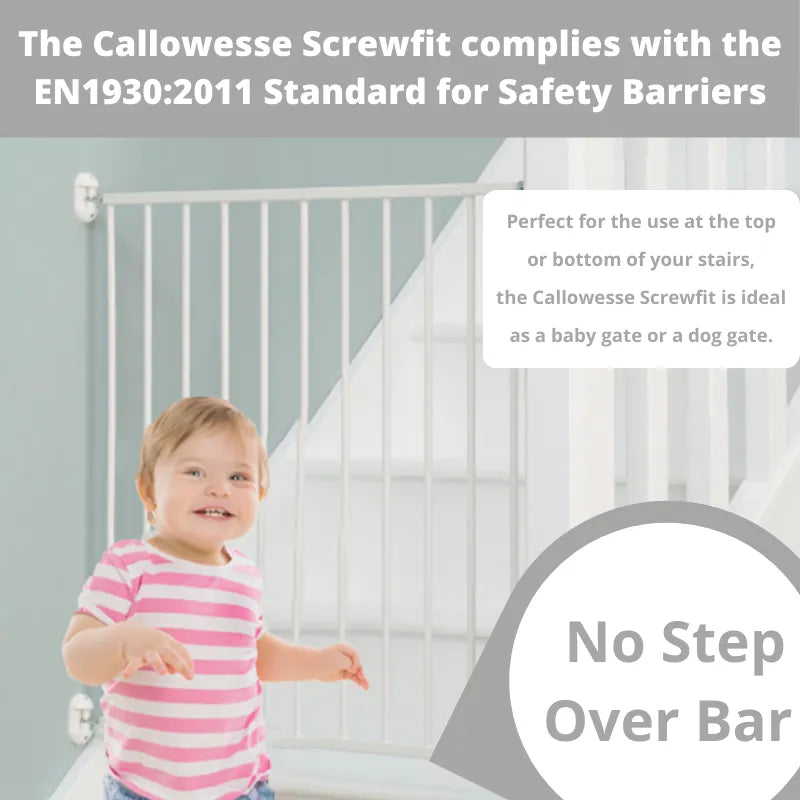 Callowesse Metal Screw Fitted Baby Stair Gate W76-81cm - White