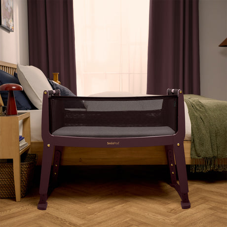 SnuzPod Studio Co-Sleeper Bedside Crib & Mattress - Rome Burgundy