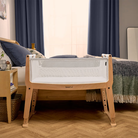 SnuzPod Studio Co-Sleeper Bedside Crib & Mattress - Stockholm Natural