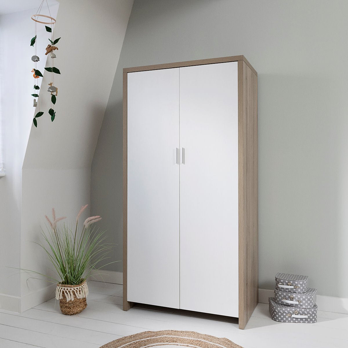 Tutti Bambini Modena Double Nursery Wardrobe – White / Oak