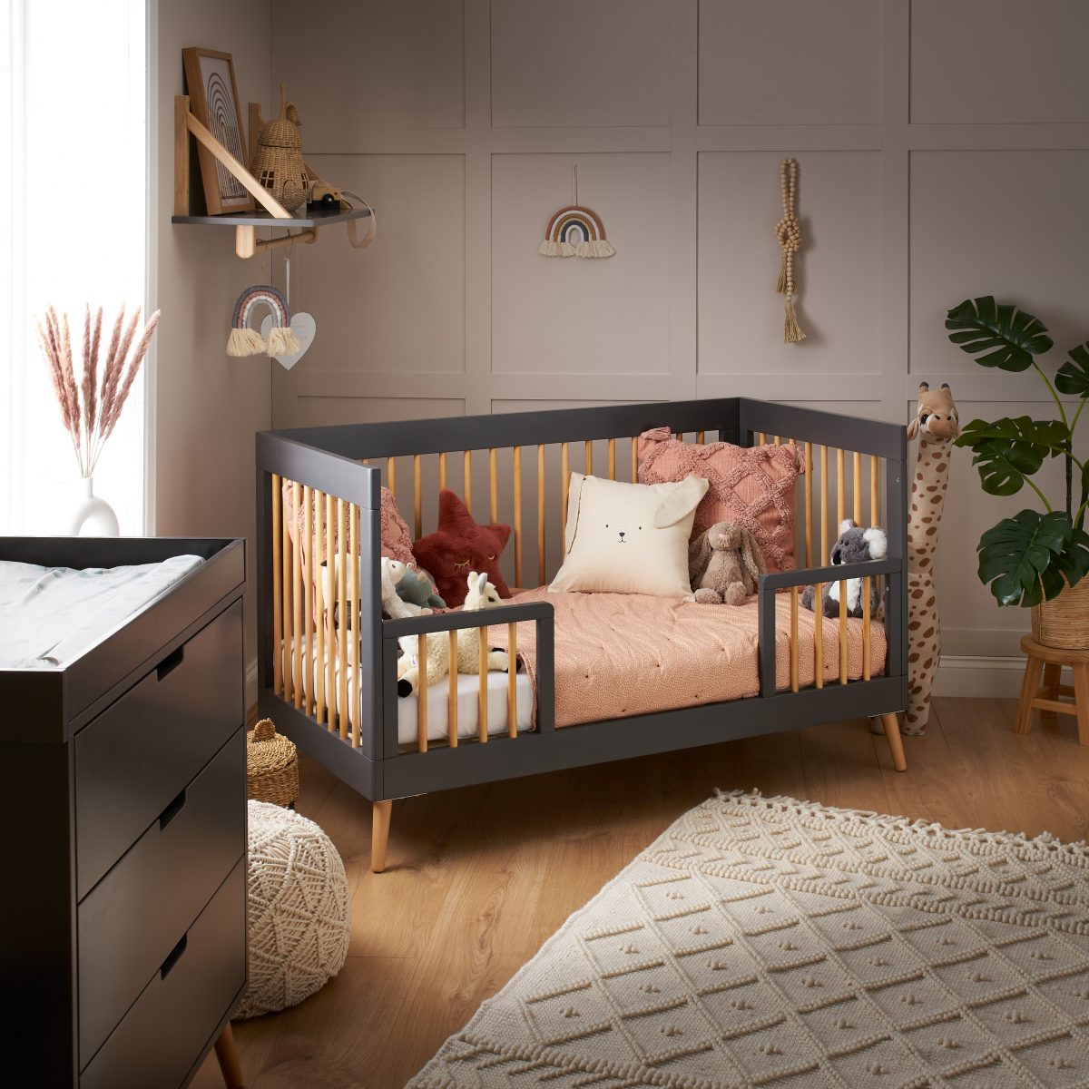 Obaby Maya Cot Bed - Slate with Natural