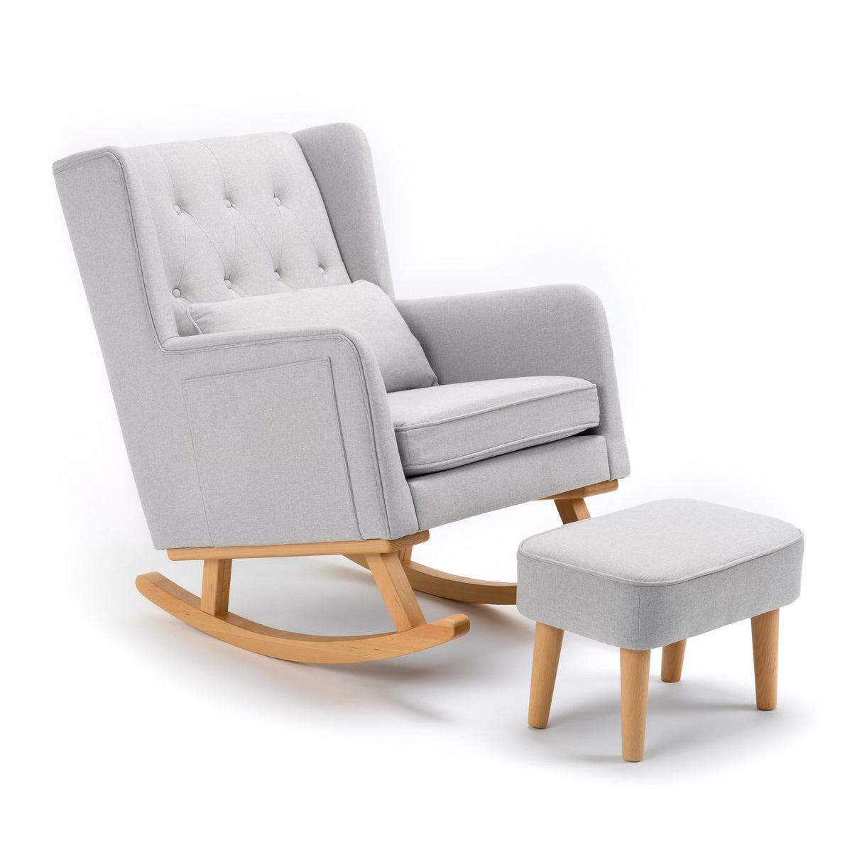 Babymore Lux Nursing Rocking Chair & Foot Stool – Grey