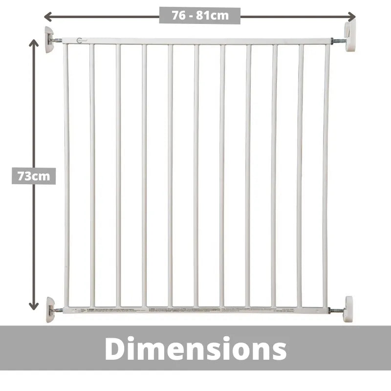 Callowesse Metal Screw Fitted Baby Stair Gate W76-81cm - White