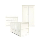 Mamas & Papas Oxford 3 Piece Nursery Furniture Set with Cot Bed, Dresser and Wardrobe - White