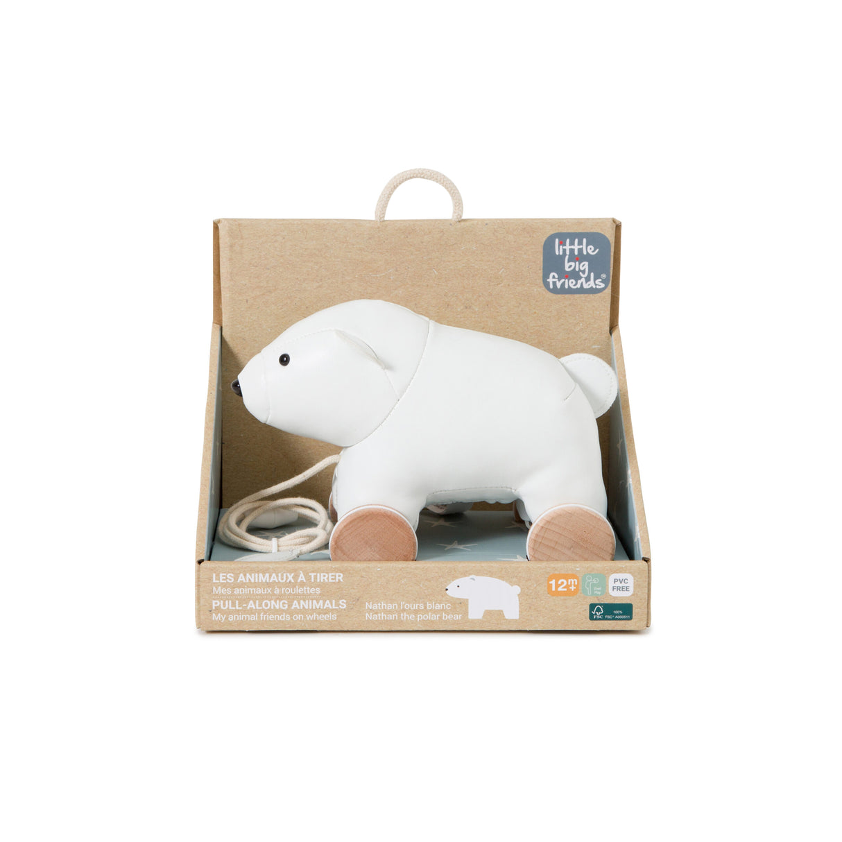 Little Big Friends Pull Along Animal Toy – Nathan the Polar Bear