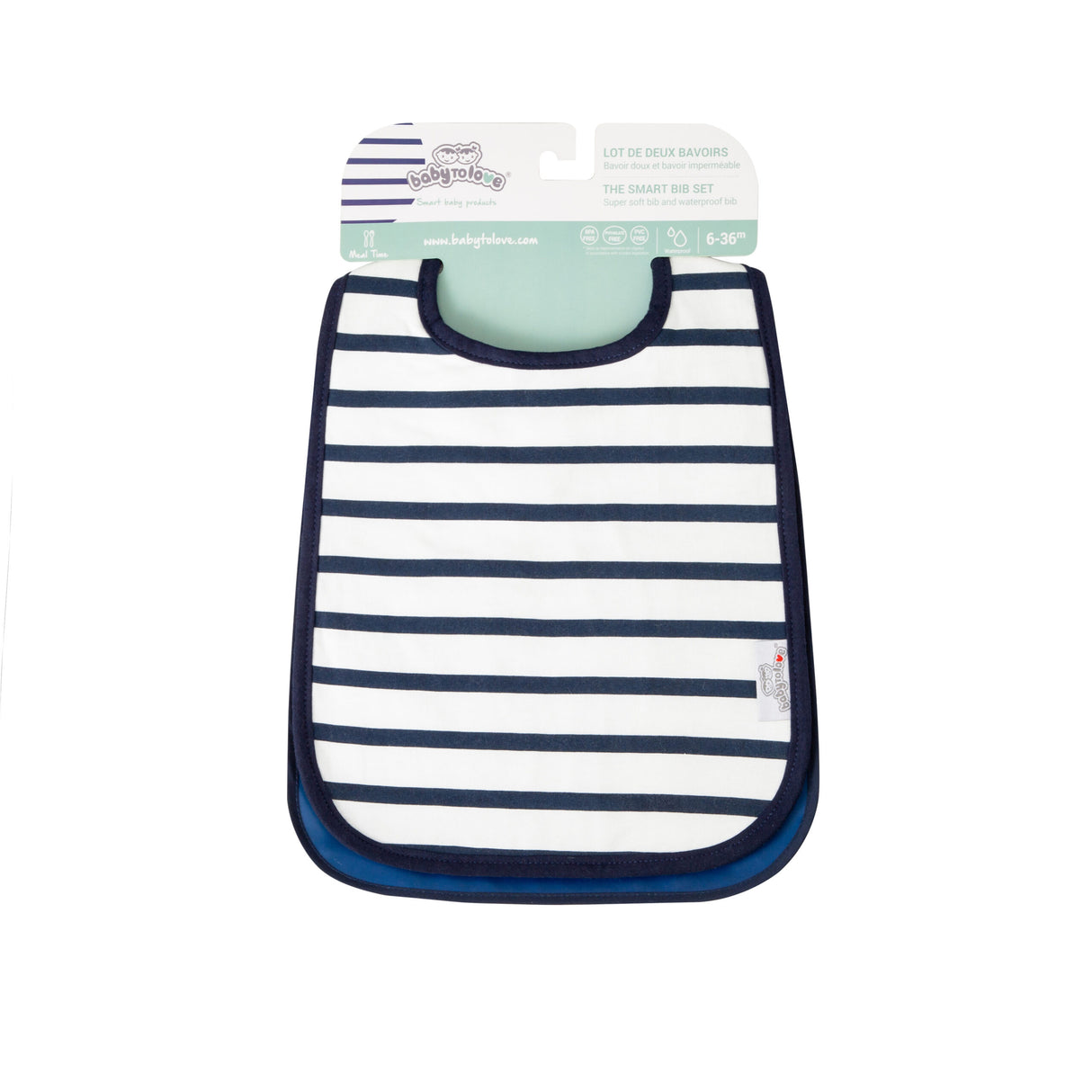 Baby to Love Cotton Jersey Bibs 2 Pack - Blue Stripes