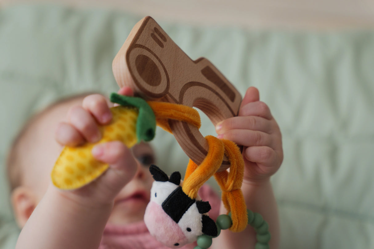 Little Big Friends Wooden Baby Rattle - Farm