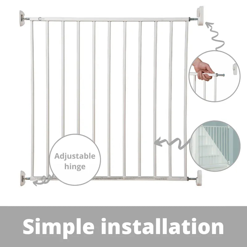 Callowesse Metal Screw Fitted Baby Stair Gate W76-81cm - White