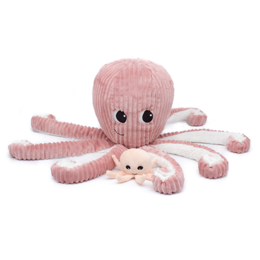 Les Ptipotos Plush Cuddly Toy: Olly the Octopus Dad & Baby - Pink