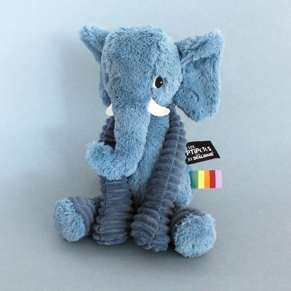 Les Ptipotos Plush Cuddly Toy: Eddie the Elephant - Blue