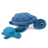 Les Ptipotos Plush Cuddly Toy: Tilly the Turtle Mum & Baby - Blue