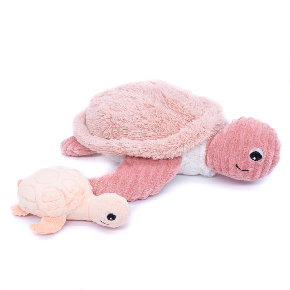 Les Ptipotos Plush Cuddly Toy: Tilly the Turtle Mum & Baby - Pink