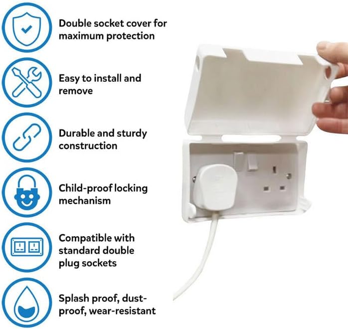 BabySecurity Double Electric Plug Socket Cover - White