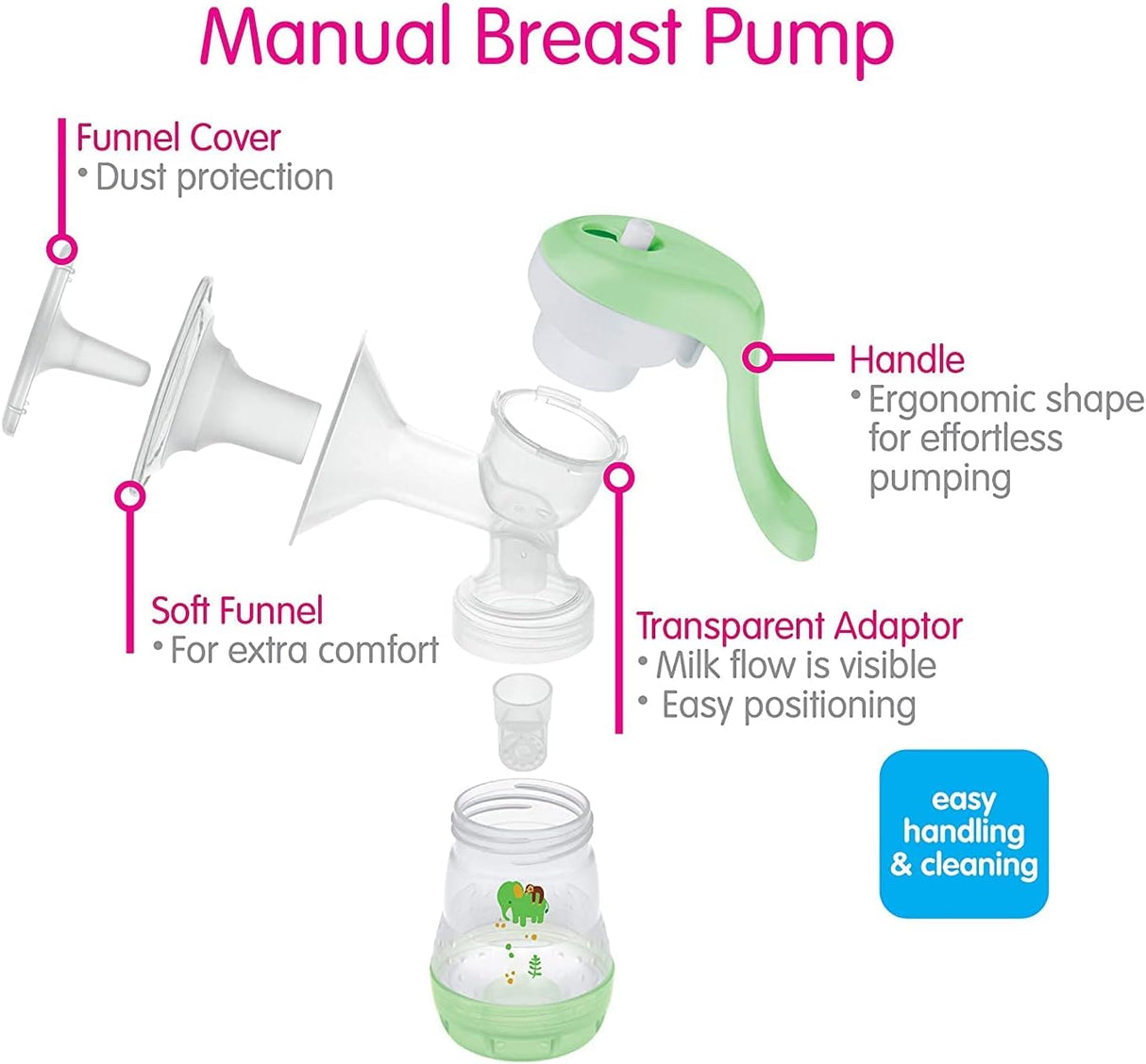 MAM Soft Silicone Manual Breast Pump - Green