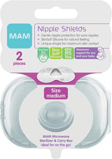 MAM Breast Protector Nipple Shields Twin Pack & Case – Medium (Size 2 / 20mm)