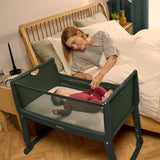 SnuzPod Studio Co-Sleeper Bedside Crib & Mattress - Berlin Green