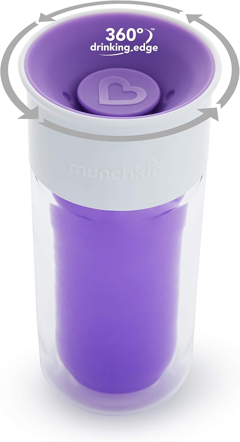 Munchkin 9oz Miracle 360 Spill-Proof Personalised Insulated Cup - Purple