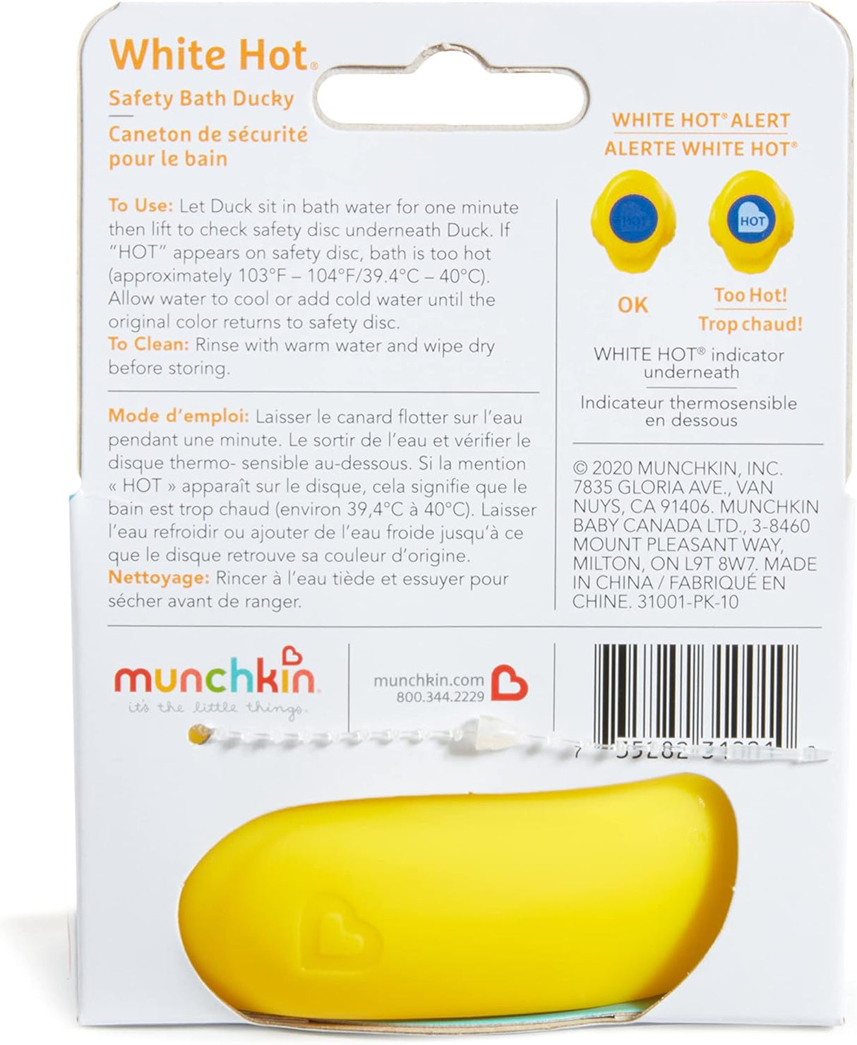 Munchkin White Hot Rubber Duck Bath Thermometer Toy