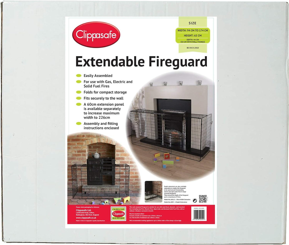 Clippasafe Extendable Fireguard - Black