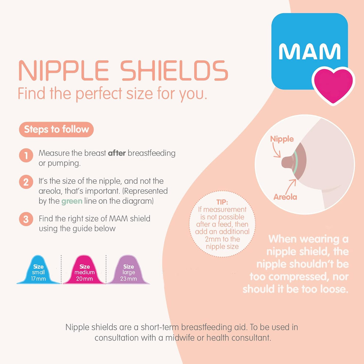 MAM Breast Protector Nipple Shields Twin Pack & Case – Small (Size 1 / 17mm)