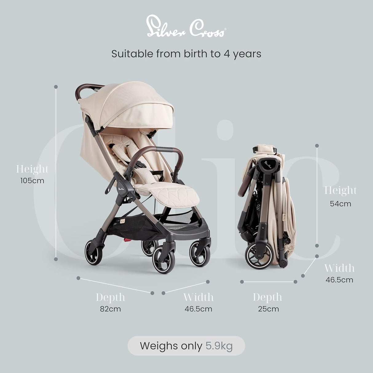 Silver Cross Clic Stroller - Almond