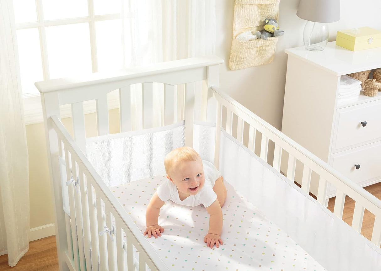 BreathableBaby Classic Breathable Mesh 4 Sided Crib Liner – White