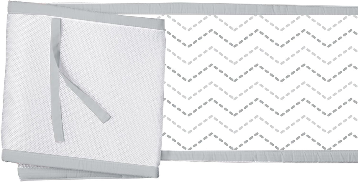 BreathableBaby Classic Breathable Mesh 4 Sided Crib Liner – Grey Chevron