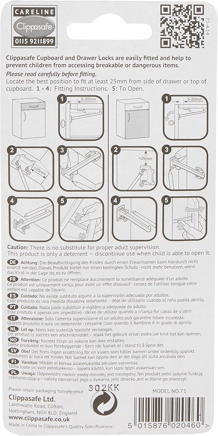 Clippasafe Cupboard and Drawer Locks – 6 Pack