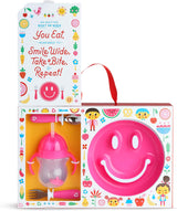 Munchkin Be Happy Toddler Dining Set, Includes Suction Plate, Straw Cup, and Utensil Set - Pink