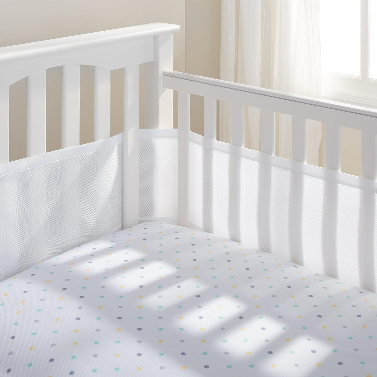 BreathableBaby Classic Breathable Mesh 4 Sided Crib Liner – White