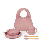 Ickle Bubba 6 Piece Pig Silicone Feeding Set includes Bowl, Plate, Bib, Cup & Cutlery - Pink