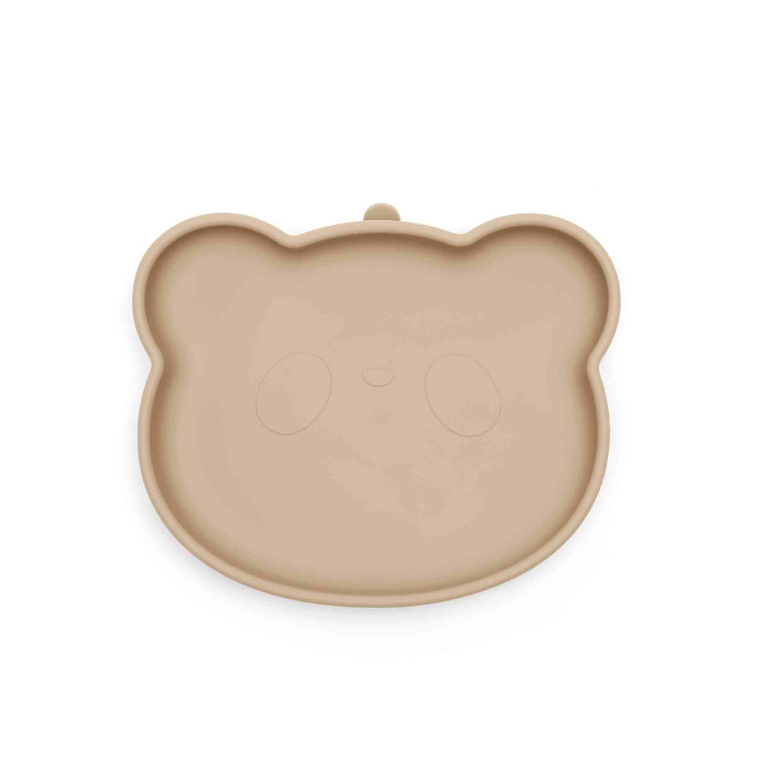 Ickle Bubba 6 Piece Bear Silicone Feeding Set includes Bowl, Plate, Bib, Cup & Cutlery - Beige