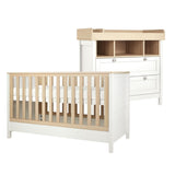 Mamas & Papas Harwell 2 Piece Nursery Furniture Set with Cot Bed and Dresser- White / Natural