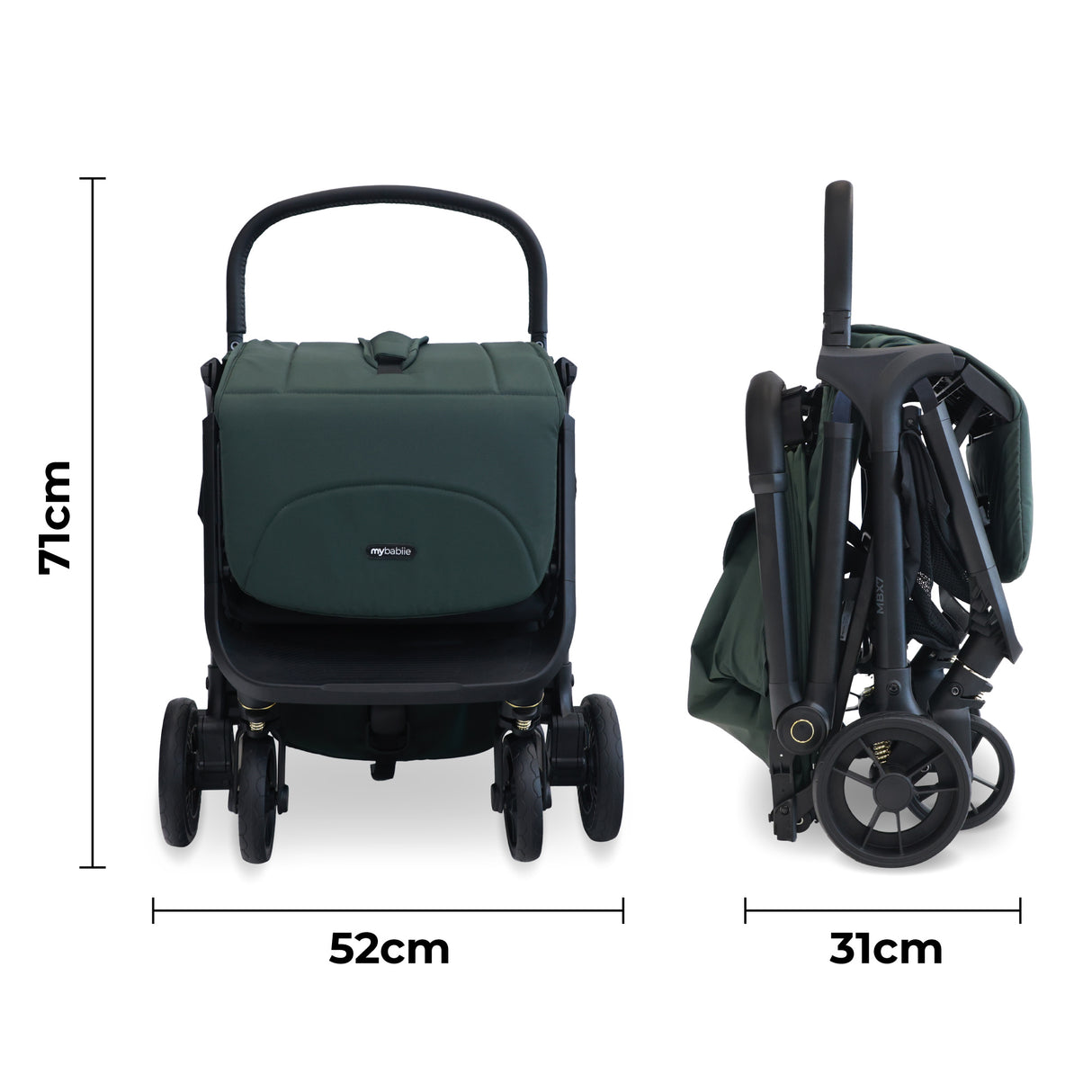 My Babiie MBX7 Compact Stroller - Sage Green