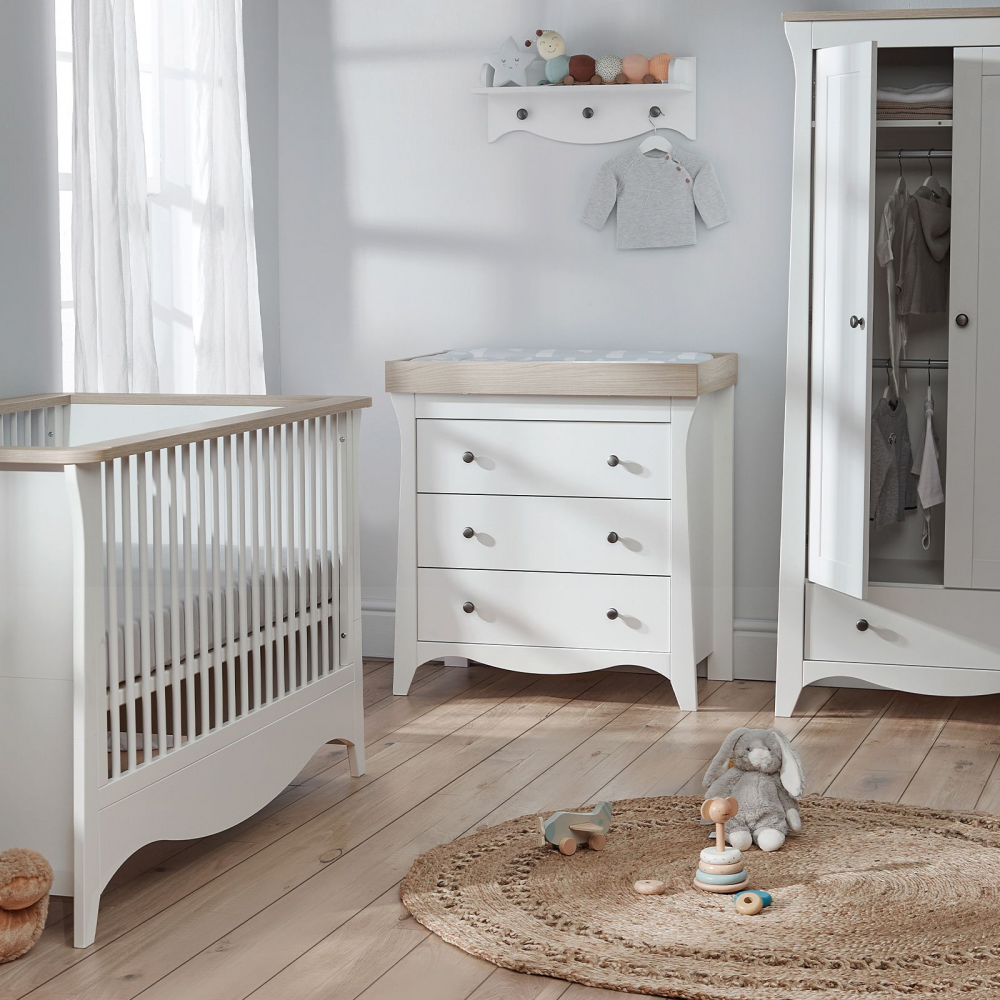 Cuddleco Clara Double Nursery Wardrobe - Satin White / Driftwood Ash