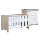 Babymore Luno 2 Piece Nursery Furniture Set with Cot Bed & Dresser - Oak White