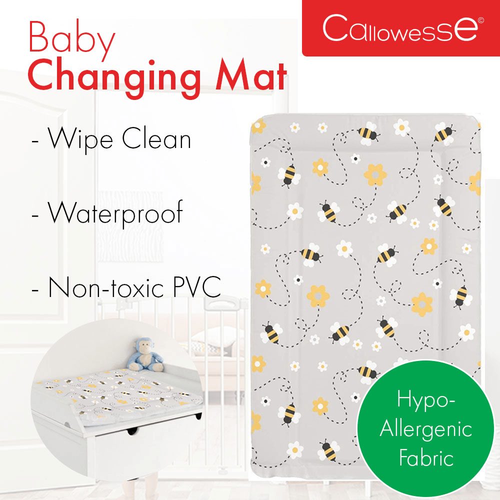 Callowesse Soft Foam Baby Changing Mat - Grey Bee