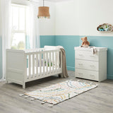 Babymore Caro 2 Piece Nursery Furniture Set with Cot Bed & Dresser - White Wash