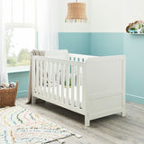 Babymore Caro 2 Piece Nursery Furniture Set with Cot Bed & Dresser - White Wash