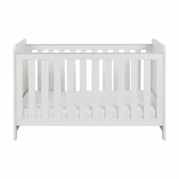 Babymore Caro 2 Piece Nursery Furniture Set with Cot Bed & Dresser - White Wash