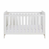 Babymore Caro 2 Piece Nursery Furniture Set with Cot Bed & Dresser - White Wash