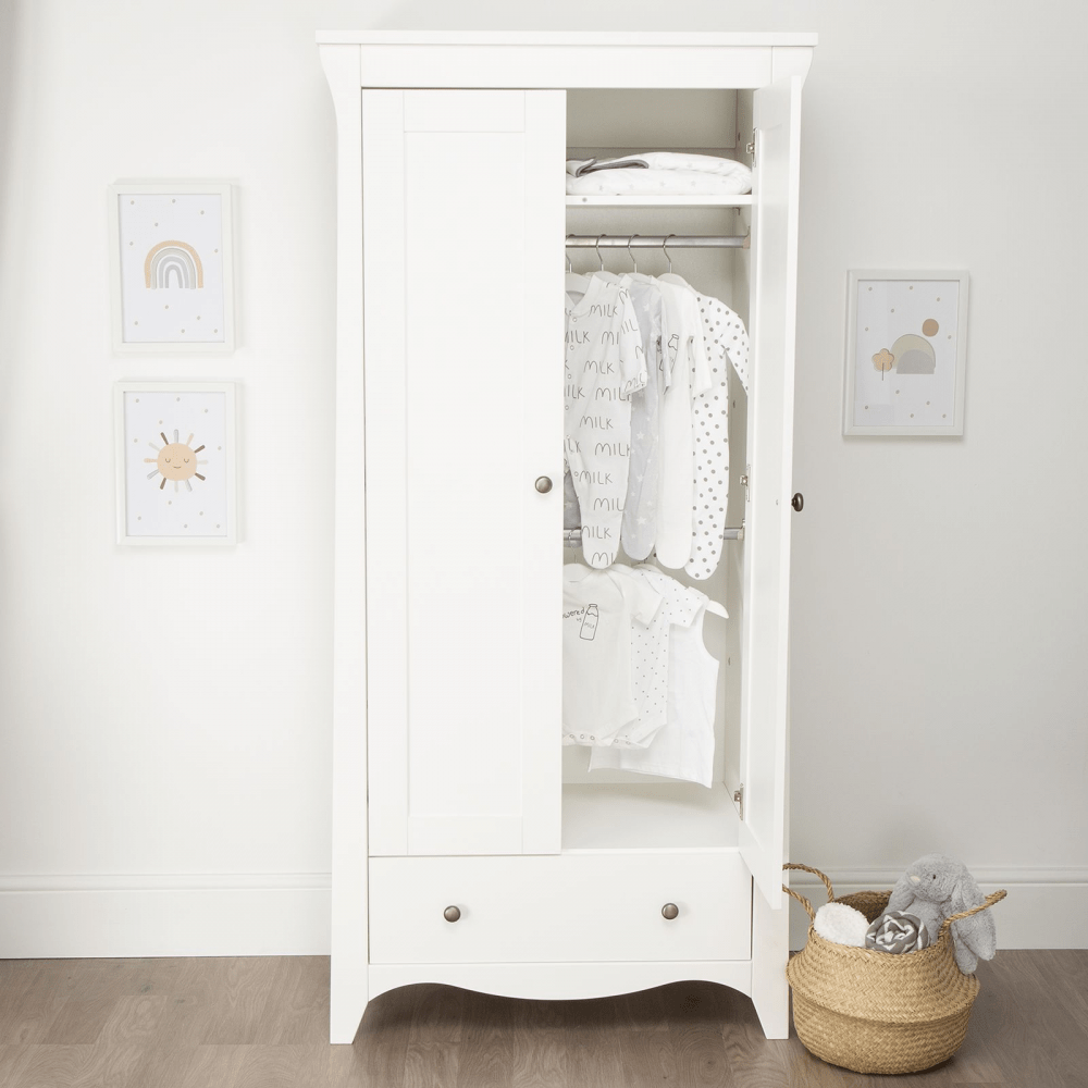 Cuddleco Clara Double Nursery Wardrobe - Satin White